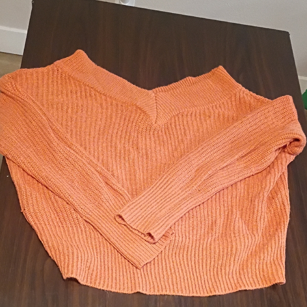 Cozy V-Neck Orange Sweater